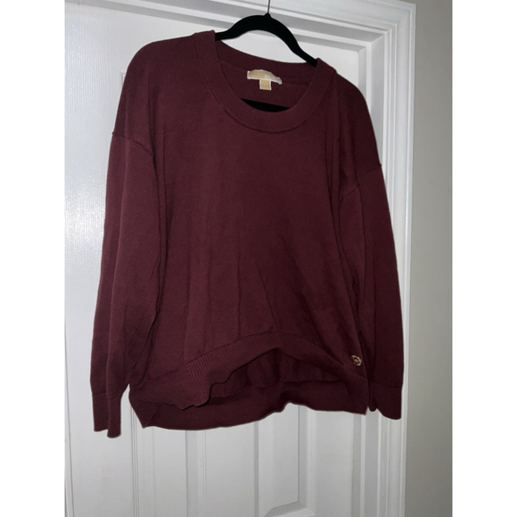 Michael Kors Merlot Lightweight Sweater Gold Buttons Large - Picture 2 of 9